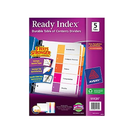 Inkinjection Avery 5 Tab Multicolor Ready Index Dividers IN3477539